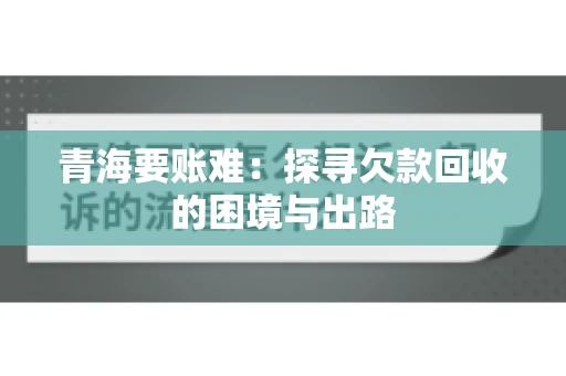 青海要账难：探寻欠款回收的困境与出路