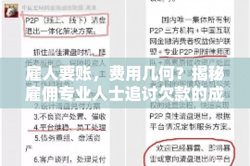雇人要账，费用几何？揭秘雇佣专业人士追讨欠款的成本之谜